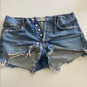Agolde Blue Distressed Jean Shorts